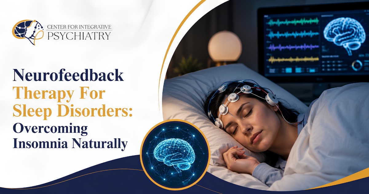 Person sleeping restfully after neurofeedback therapy for sleep disorders