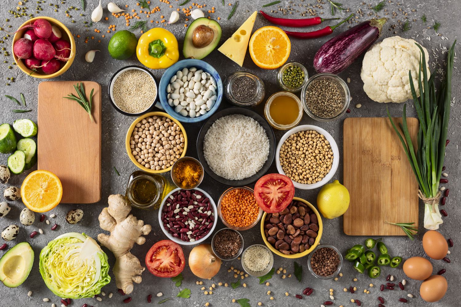 Colorful whole foods that support mood and mental wellbeing